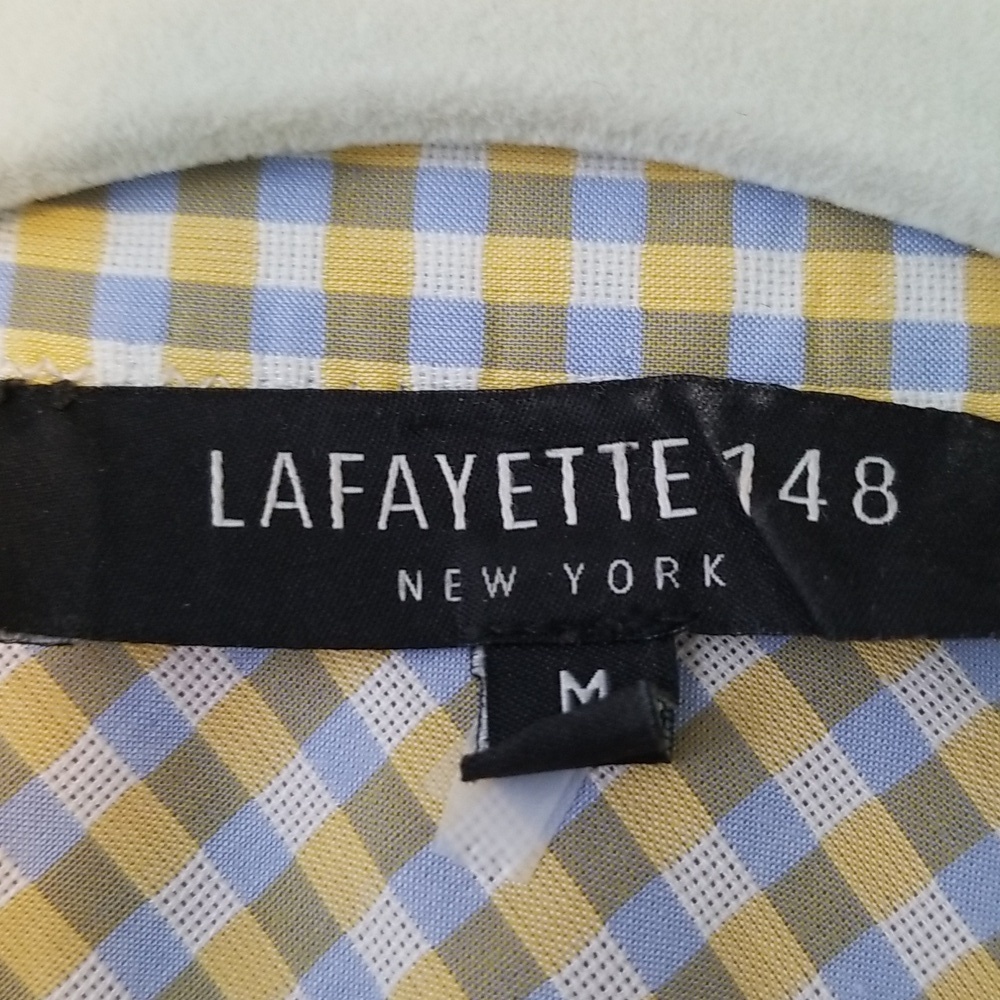 Lafayette 148 New York Button Down Shirt Medium Beaded Collar - Picture 4 of 5